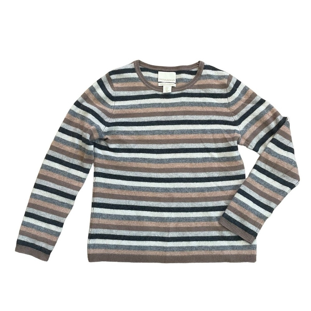 Coldwater Creek Women's Striped Crewneck Sweater - Tan, Gray, Black